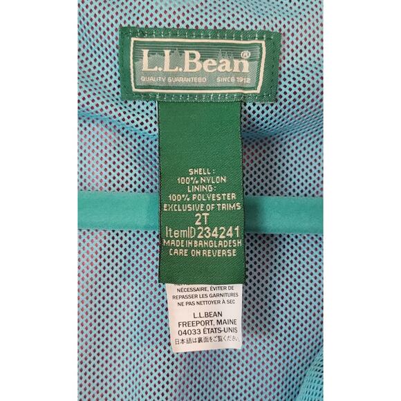 L.L. Bean Toddlers 2T Pink Rain Jacket Hooded EUC Lightweight Waterproof - Picture 5 of 9